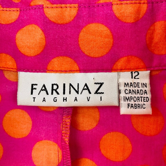 Farinaz Taghavi Polka Dot Tie Front Button Down Tunic Women 12 Maximalist Resort - Picture 10 of 11